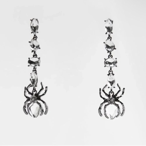 Zara Gothic Spider Crystal Earrings - Picture 1 of 8